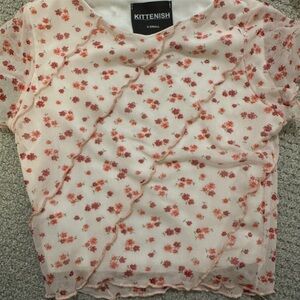 Kittenish Floral Sheer Blouse